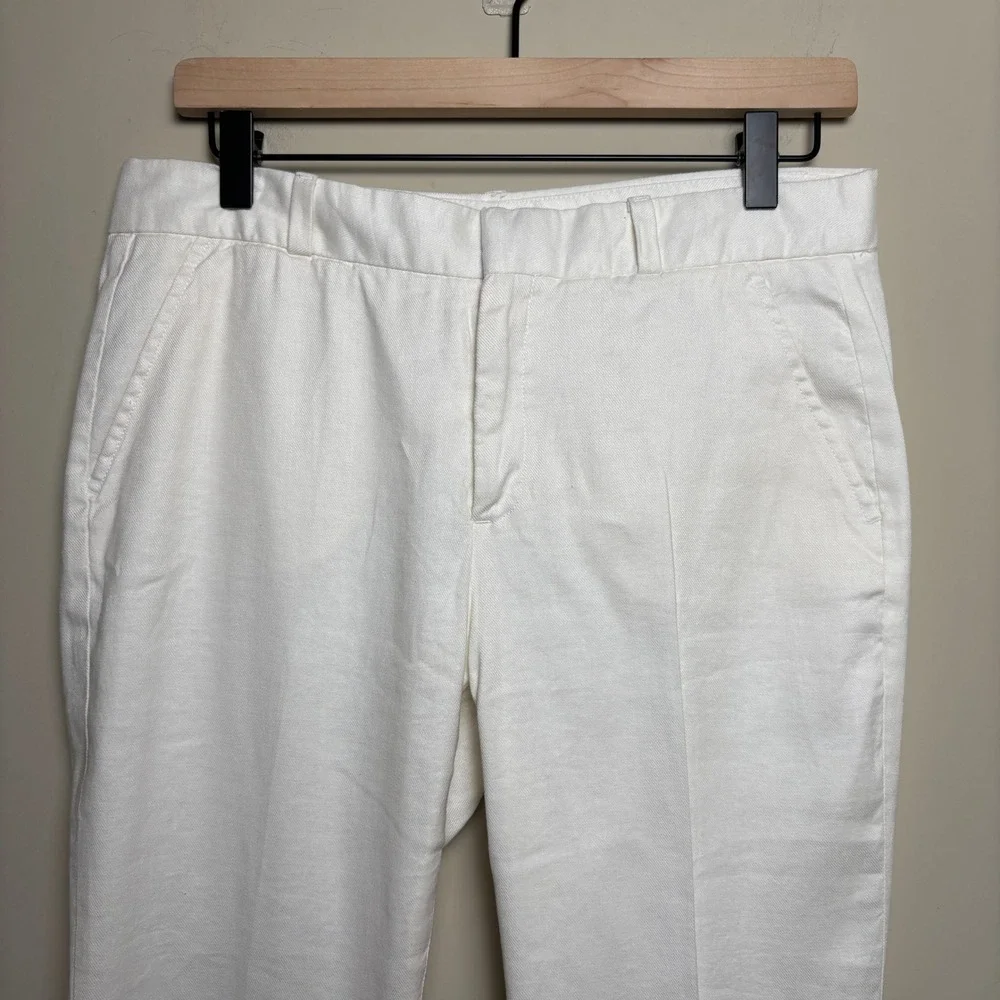 Banana Republic Off White Straight Leg Ankle Cropped Chino Trouser Pants Women 4